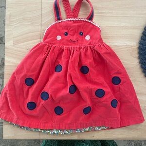 Baby Boden Floral Dress with Red Accents